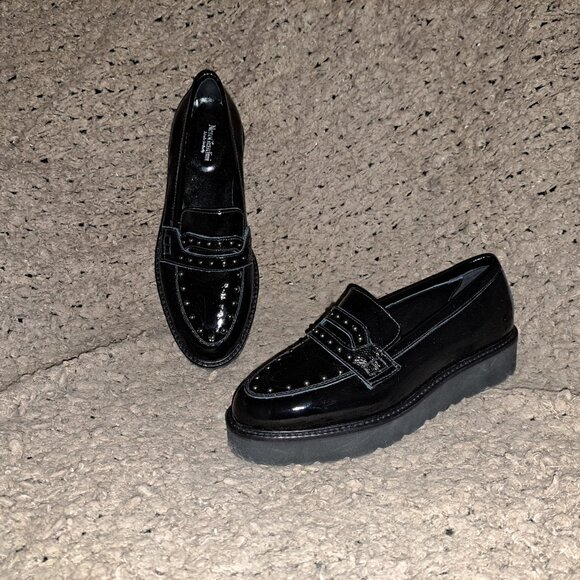 NERO GIARDINI-Black Patent Leather Studded Loafers-ITALY-Size 35-NEW/NO BOX - Picture 4 of 8